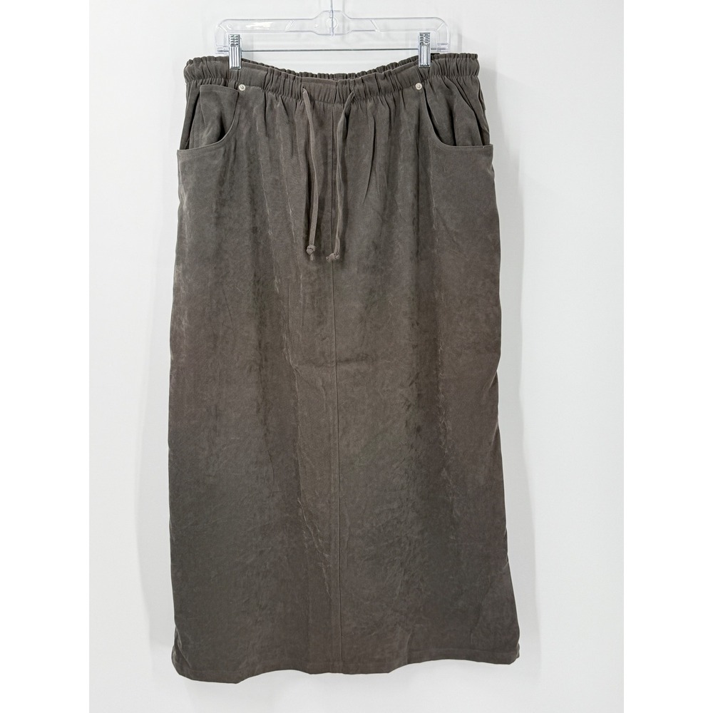 vtg y2k 90s Denim & Co. Maxi Skirt Womens sz 1X Modest Trad Wife Teacher utility